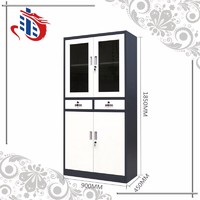 Glass swing door office metal corner filing cabinet with two drawers