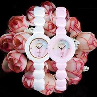 more images of vogue style round shaped japan movt women watch ceramic wristwatch