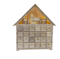 more images of Christmas Pre-Lit Wooden Village Scene House Advent Calendar With 24 Storage Drawers