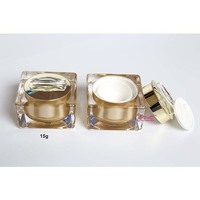 more images of 15g square golden acrylic cream jar