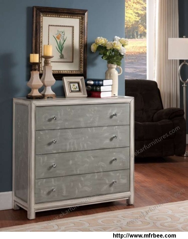 leaf_pattern_gray_color_drawer_chest_with_4_drawers