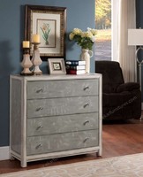 Leaf pattern Gray Color Drawer Chest With 4 Drawers