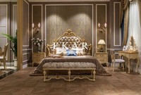 Luxury French Royal wood double bed designs Bedroom Furniture Sets