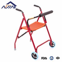 more images of Medical product elderly disabled lightweight Steel walking frame walker with two wheel