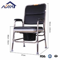 more images of Portable Commode Wheelchair Bedside Toilet Shower Chair