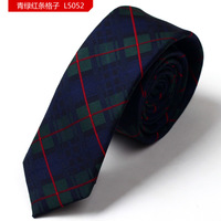 more images of Dark blue and green with red grid polyester woven neck tie