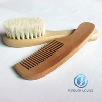 2pcs Pure Natural Wool Baby Wooden Brush Comb Newborn Hair Brush Infant Comb