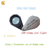 10X Six LED lights 21mm lens portable Jewellery Triplet Loupe Magnifier