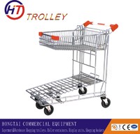 heavy duty two layers cargo trolley logistic trolley cart for supermarket