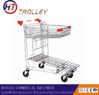 more images of heavy duty two layers cargo trolley logistic trolley cart for supermarket