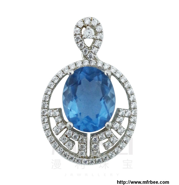 2015_manli_fashion_european_and_american_egg_shaped_natural_blue_crystal_pendant