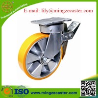 Heavy Duty cast iron Polyurethane double brake caster