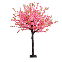 For romantic wedding decor peach blossom tree artificial with lifelike silk flower & wood trunk for sale