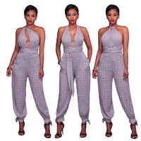 more images of Criss Cross Back Loose Convertible Women Casual Jumpsuits FLS3066