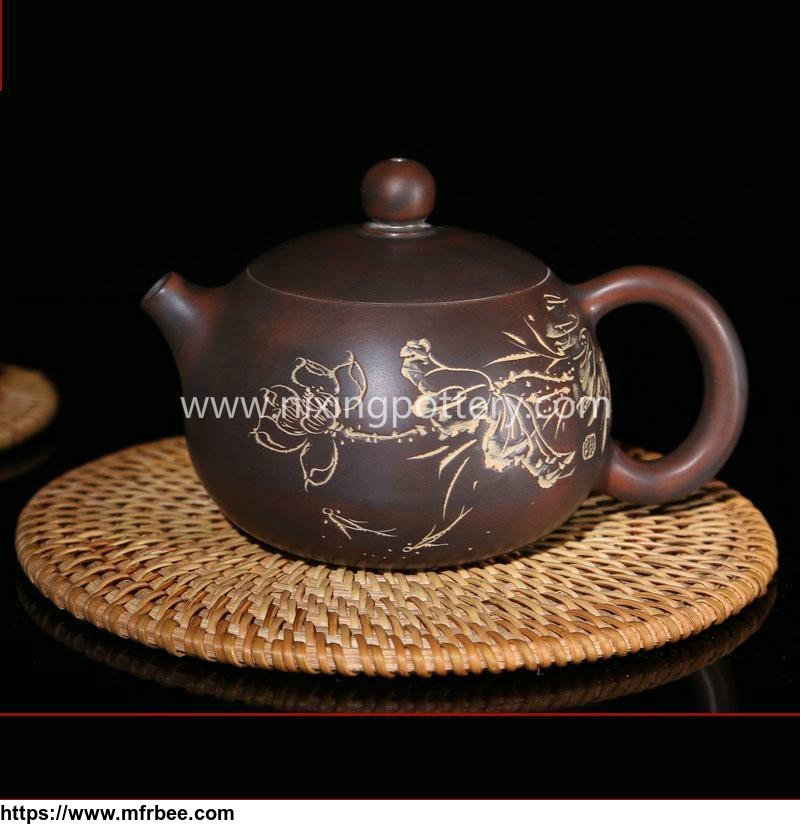 chinese_nixing_lotus_flower_carving_xishi_pottery_tea_pot_pure_handmade_tea_ware