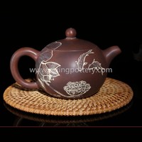Nixing Pottery Fishes Play With Lotuses Teapot Family Use Tea Pot Chinese Pure Handmade Ceramic Teapot