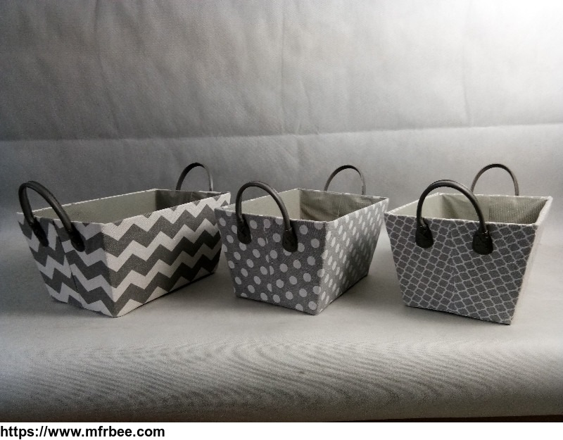 fabric_basket_with_leather_handle_polyester_basket_board_inlay