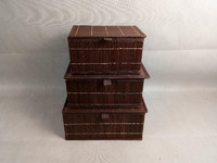 Bamboo box with Lid 3pcs/set, Baboo storage box with fabric lining