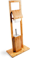 Bamboo Toilet Butler With Toilet Paper Holder And Toilet Brush, Eco-Friendly 100%Natural