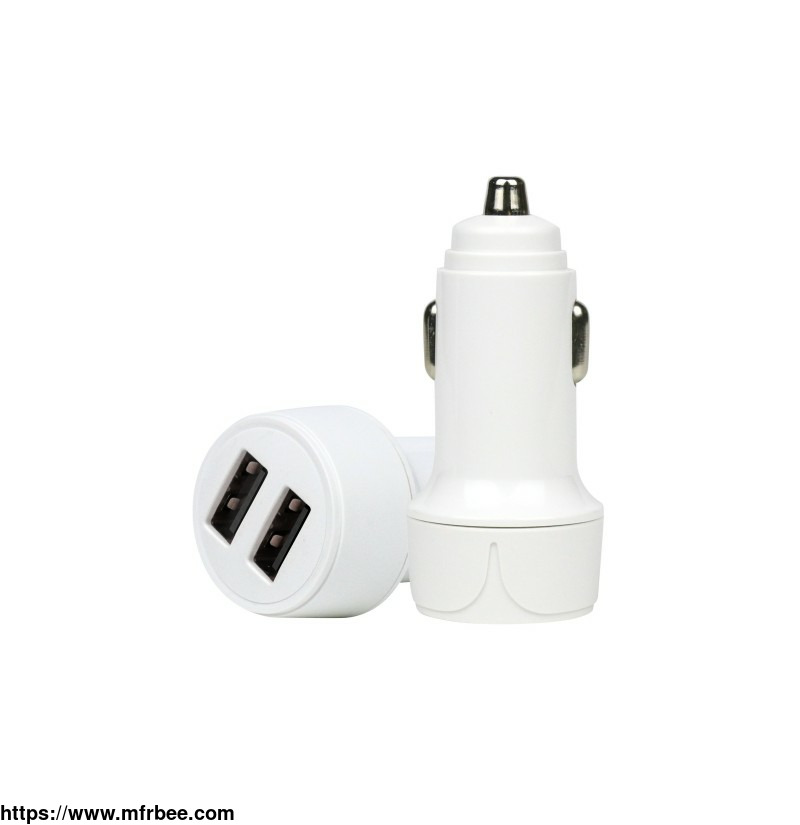 white_dual_port_car_charger_with_1_usb_c_port_20w_and_1_usb_a_port_12w_