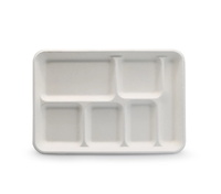 6 Compartment biodegradable Lunch Tray for school Freezer Safe Fiber Pulp Eco-friendly Renewable Heat Resistant