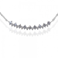 more images of LivingPal S925 Sterling Silver A Curved Row Shape Cubic Zirconia Necklace