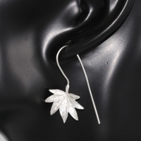 LivingPal Sterling Silver Maple Leaf-Shape Earrings