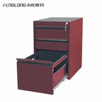 more images of red color customized 3 drawer mobile filing cabinet/movable file cabinet