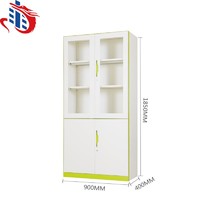 Double-Colour metal file cabinet /office storage glass door steel cupboard