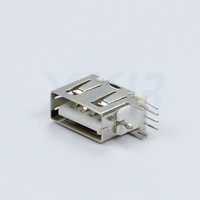 Short Body Side Plug 90 Degree DIP Side Vertical Flat Mouth No Crimping Female  USB Connector
