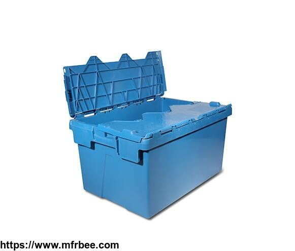 durable_plastic_nesting_turnover_box_container_with_attached_lid