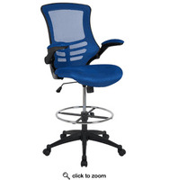 Mid Back Mesh Ergonomic Drafting Chair with Adjustable Foot Ring and Flip Up Arms