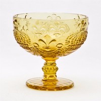 hot sale amber colored 250ml with stand glass bowl for ice cream or candy or fruit or pudding