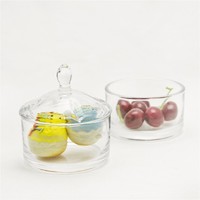 more images of two tiers round shape clear glass jar for food and dessert with lid glassware storage bottle