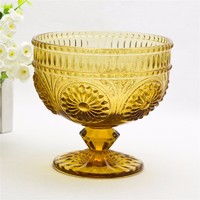 Sun flower red glass ice cream cup/bowl with stem