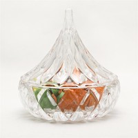 more images of prismatic grain textured cute ger shape decorative clear glass jar with lid forJewellery