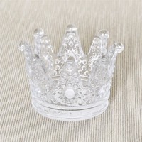 home decor clear glass crown candle holder