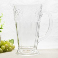 1140ml unique design glass water jug with side handle/hot and cold water jug