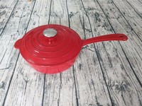 Enamel cast iron cooking pot pan with handle