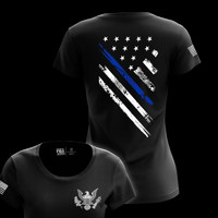 more images of Buy Blue Line Flag Crest Tees for Women at Tactical Pro Supply