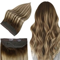 more images of Full Shine Balayage Halo Hair Extensions Brown Highlight Blonde (#4/27/4)