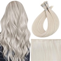Full Shine Hand Tied Weft Hair Extensions 100% Virgin Human Ice Blonde (#1000)