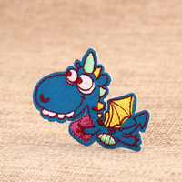 Blue Dinosaur Embroidered Patches