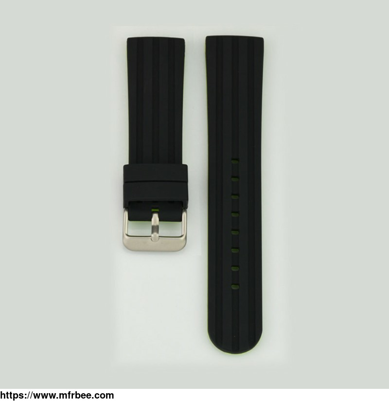 black_and_green_silicone_rubber_watch_strap_manufacturer