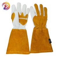 more images of cowhide split leather back cotton mig lining welding gloves