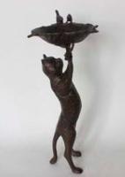 cast iron standing cat with birdbath & feeder for  outdoor garden decoration