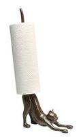 Antiqued Cast Iron Yoga Cat  Decorative Paper Towel Holder or Toilet Paper Holder for home & kitchen