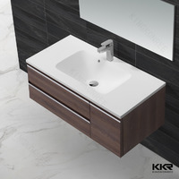Elegant design concise above counter art solid surface cabinet basin