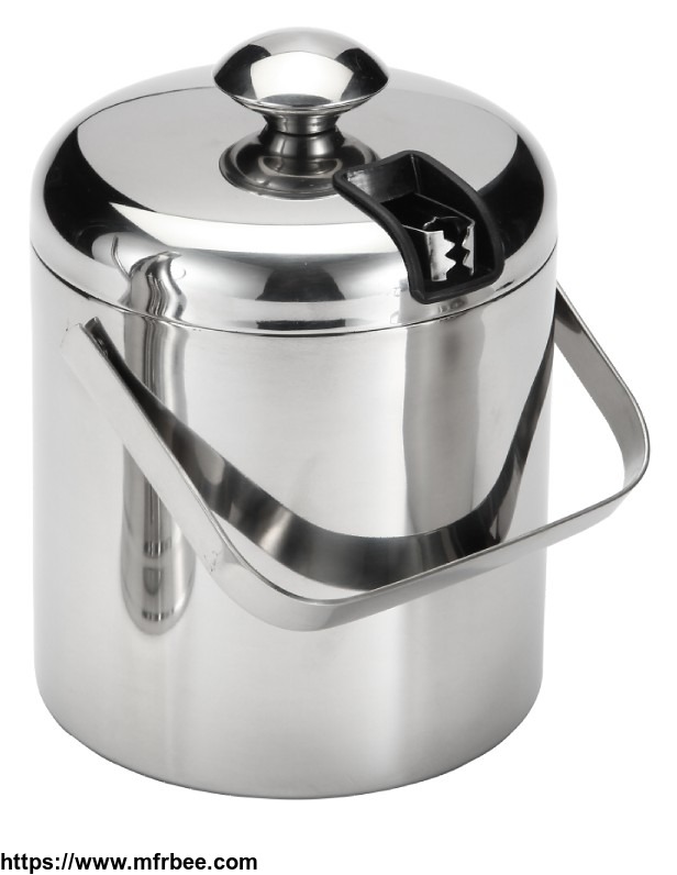 double_wall_stainless_steel_ice_bucket_with_tong