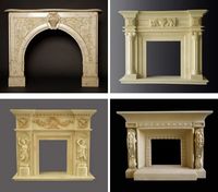 French Style Classic White Cherub Marble Fireplace Mantel with Angle Statue